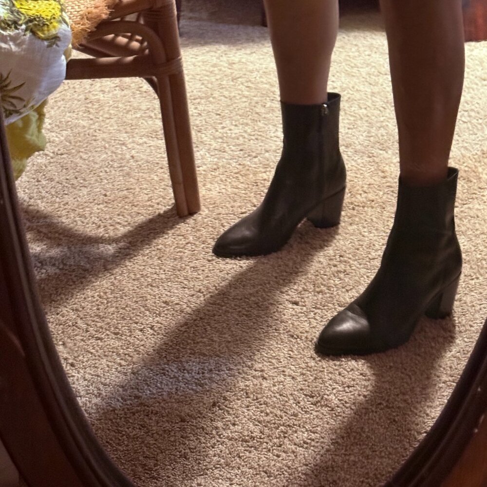 Black leather booties